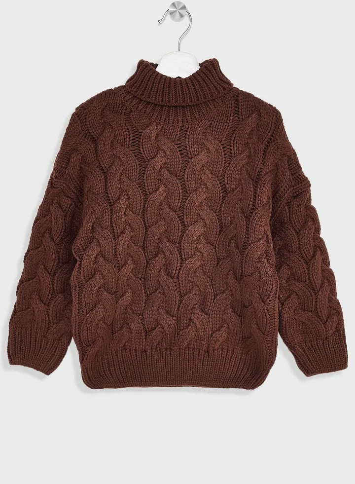 Boys Turtleneck Cable Knitted Sweater