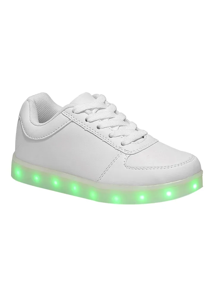 LED Flashing Lights High Top Sneakers White