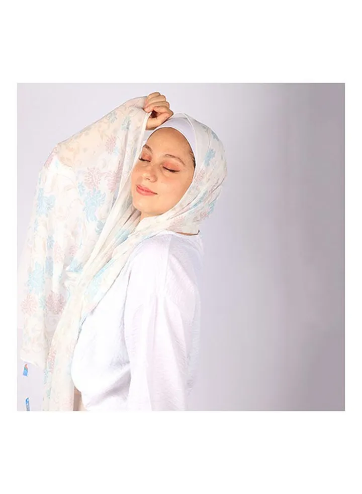 Casual Floral hijab White-Blue-Simon