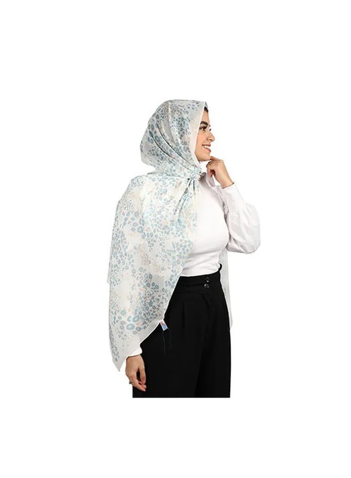 Casual Floral hijab White-Blue-Beige
