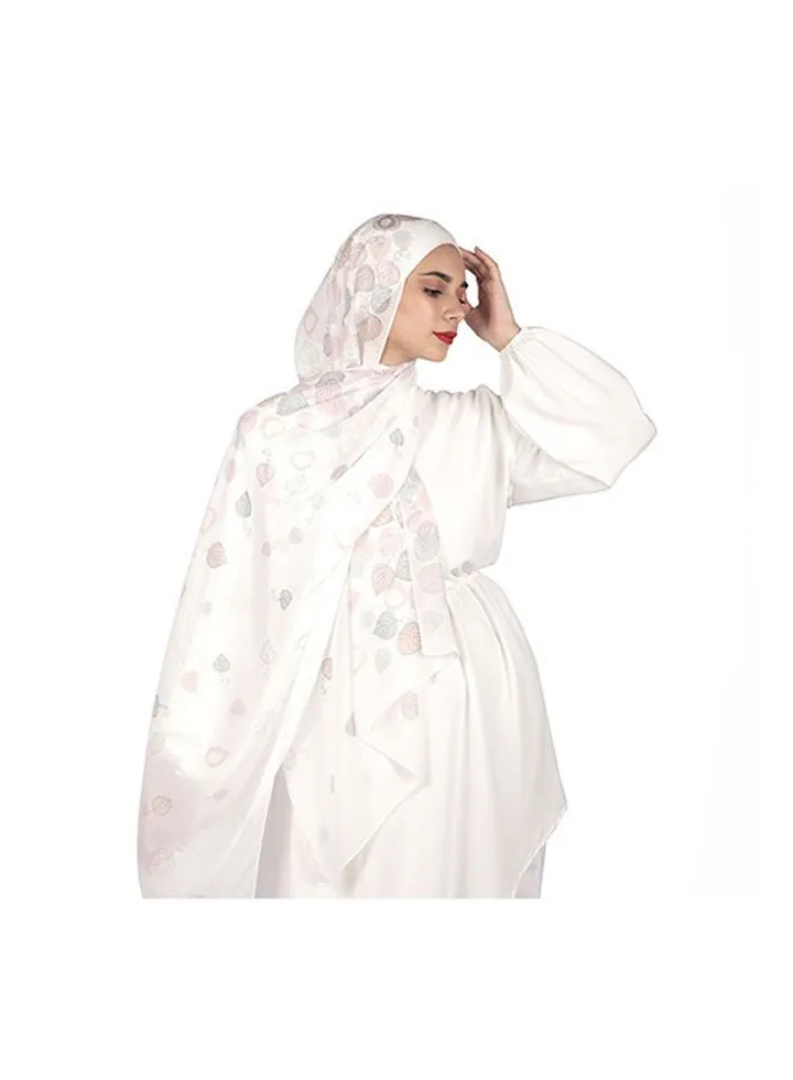 Casual Floral hijab White-Rose-Blue
