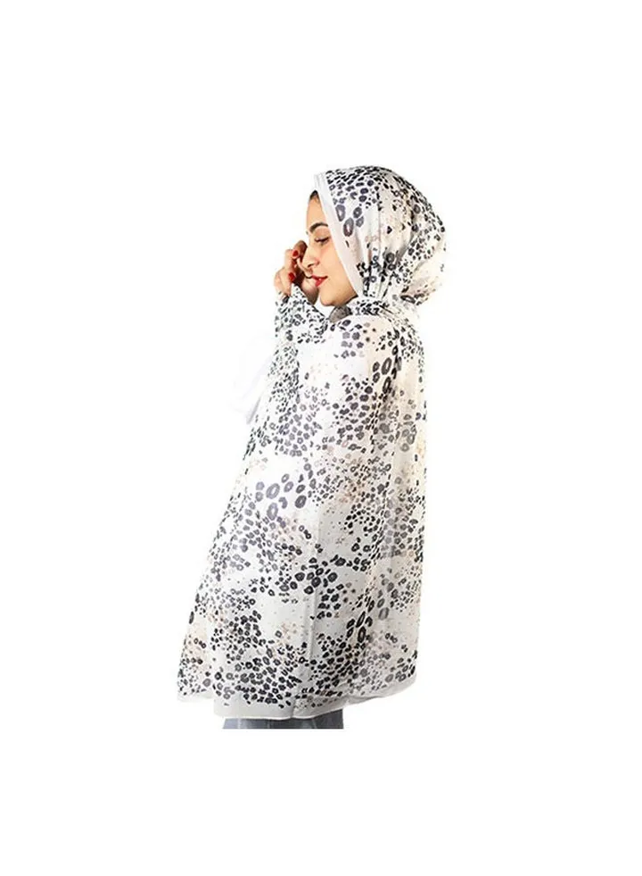 Casual Floral hijab White-Black-Beige