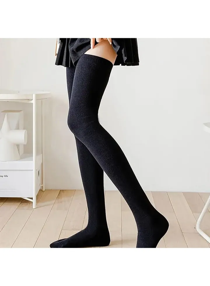 Solid Over Knee High Socks, Comfy Extra Long Thigh High Socks, Women's Stockings and Hosiery(pure cotton)