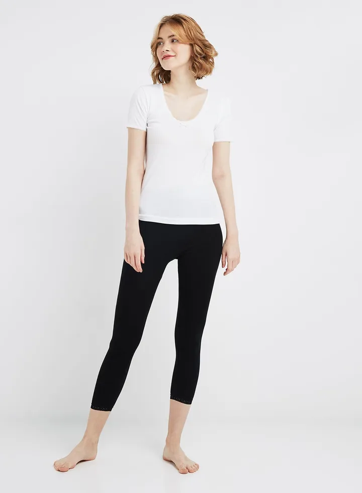 Pack Of 3 Lace Trim Leggings Black