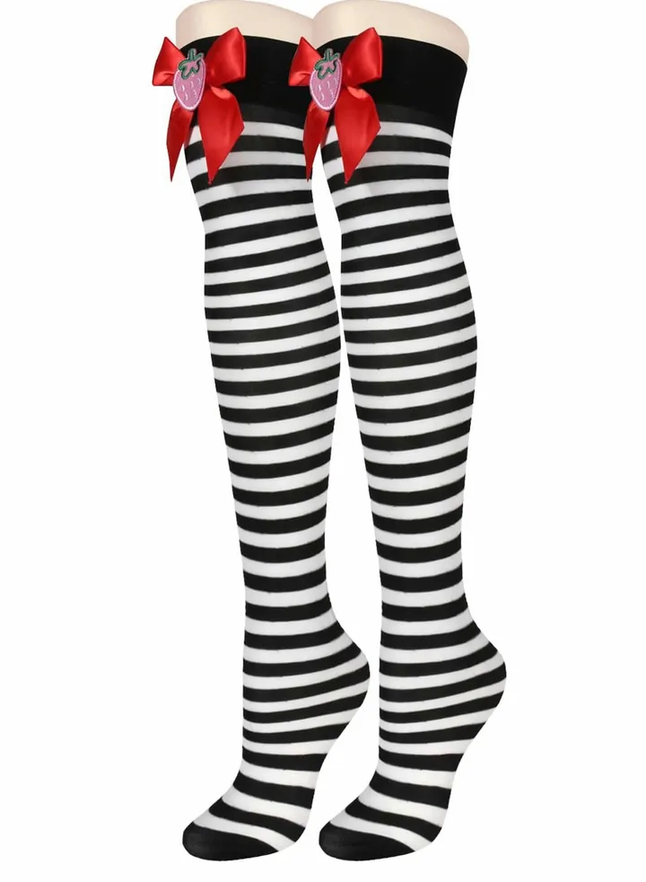 Womens Thigh High Socks Argyle Girls Novelty Striped Over the Knee Funny Crazy Long Stockings Cosplay Leg Warmers