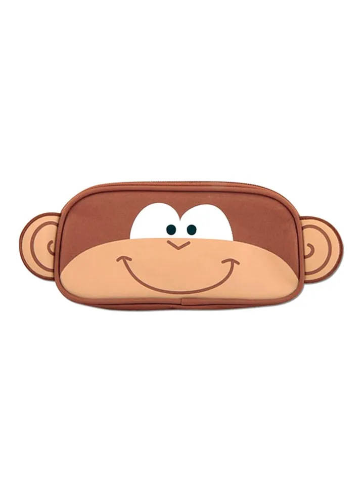 Monkey Pencil Pouch Brown/White