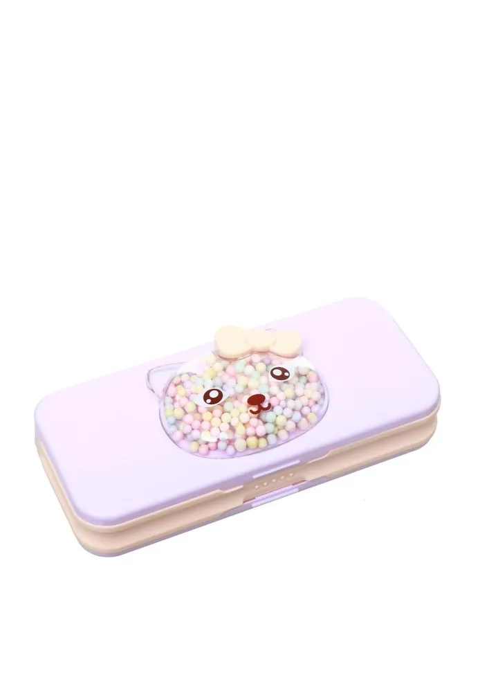 Beautiful Stationery Packing Box,Three Layers Pencil Case For Kids, Students Bubble Style - purple