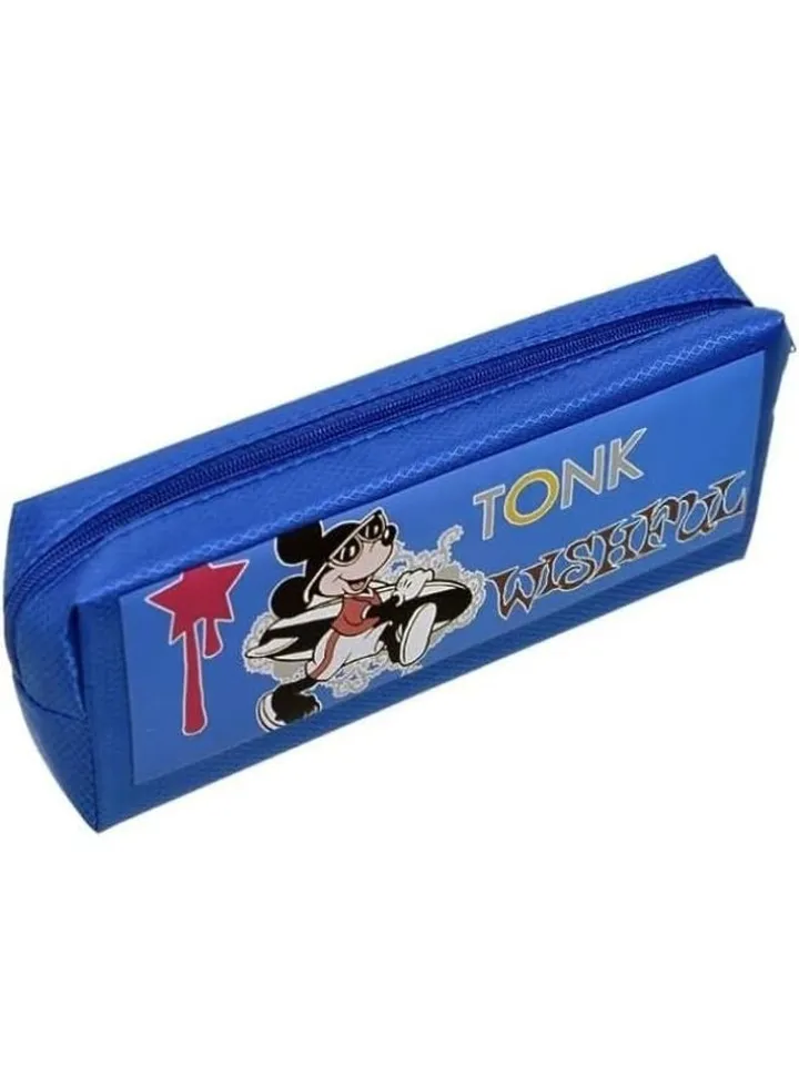 Student Pencil Case Pencil Case Large Capacity Canvas Simple Pencil Bag for Boys Girls (mouse(Blue))