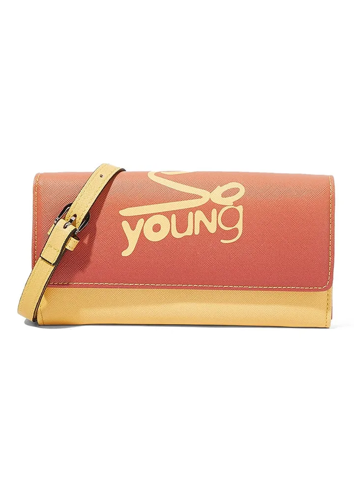 Clutch With Shoulder Strap Yellow/Orange
