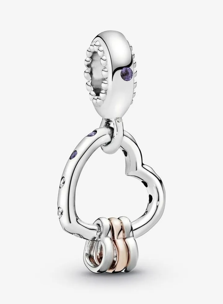 925 Sterling Silver Heart Full of Hearts Dangle Charm for Pandora Moments Women's Bracelet 787247NLCMX