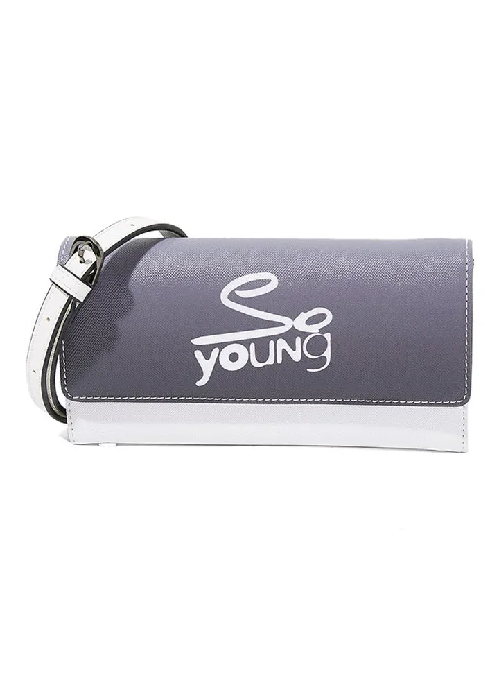 Clutch With Shoulder Strap White/Grey