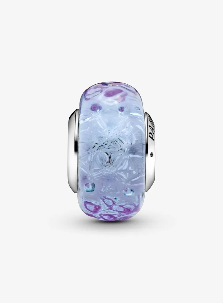 Wavy Lavender Murano Glass Charm for Women's Bracelet 798875C00