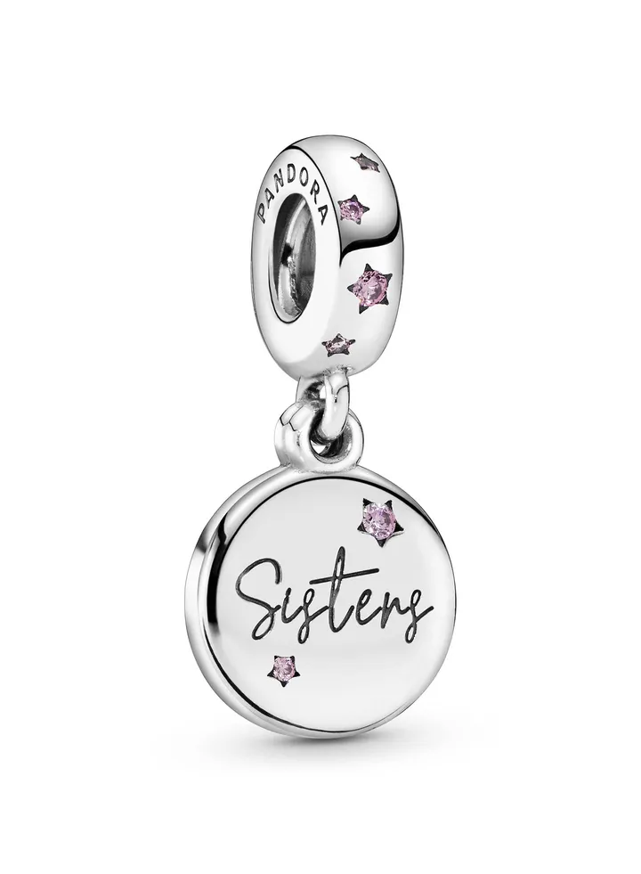 925 Sterling Silver Forever Sisters Dangle Charm for Pandora Moments Women's Bracelet 798012FPC