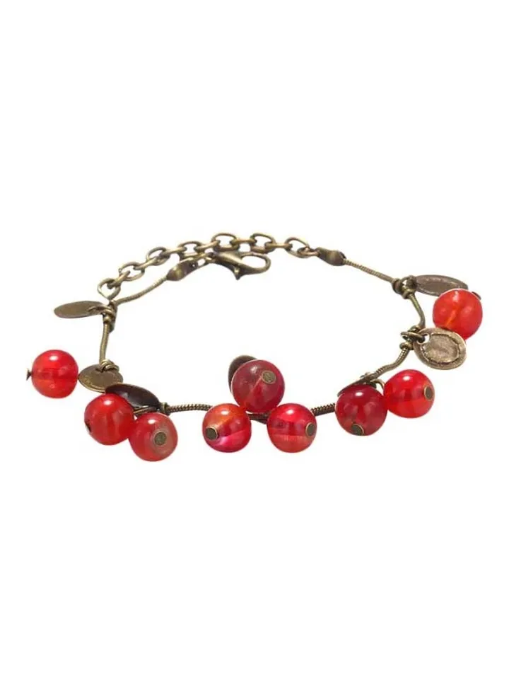 Crystal Cherry Metal Charm Bracelet