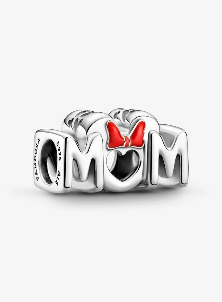925 Sterling Silver Disney Minnie Mouse Bow & Mum Charm for Pandora Moments Women's Bracelet 799363C01