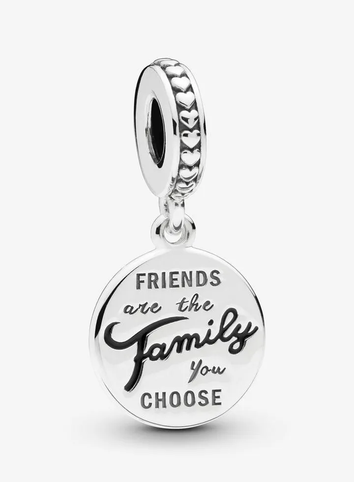 925 Sterling Silver Friends Are Family Charm for Pandora Moments Women's Bracelet 798124EN16