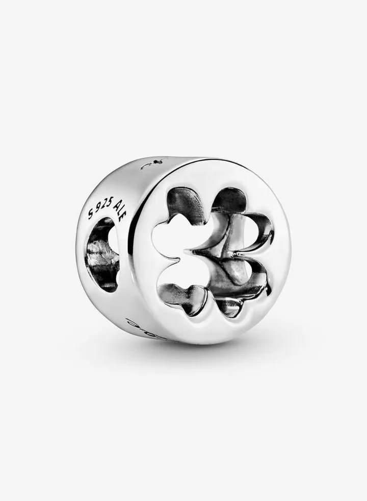 925 Sterling Silver Luck and Courage Four-Leaf Clover Charm for Pandora Moments Women's Bracelet 797868