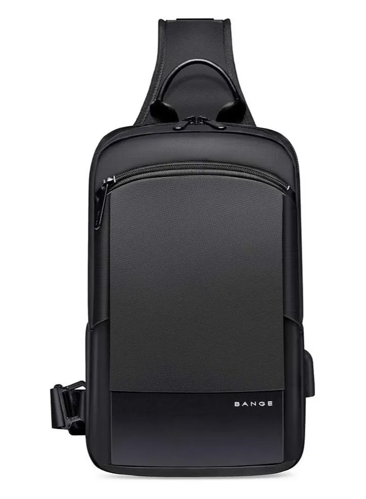 Waterproof Anti-Theft Sling Travel Crossbody Bag with USB Charging (Black)