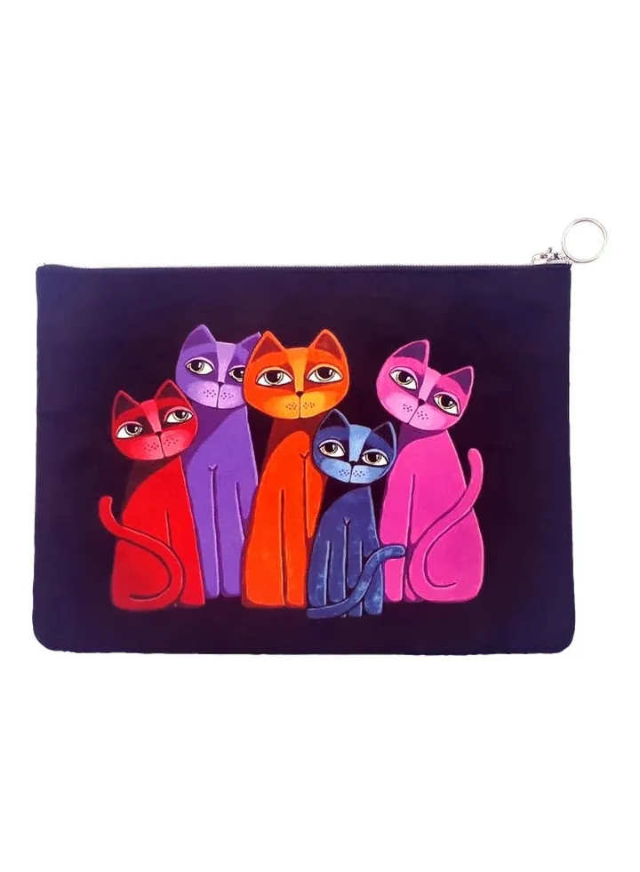 Cat Printed Clutch Black/Pink/Purple