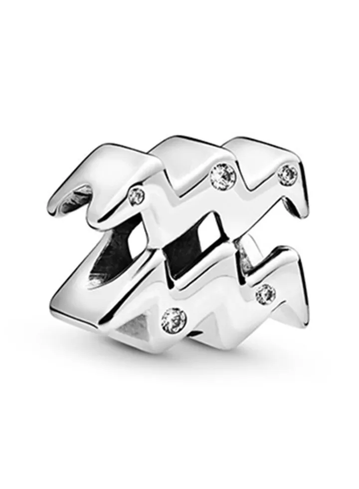 Sterling Silver Cubic Zirconia Aquarius Charm