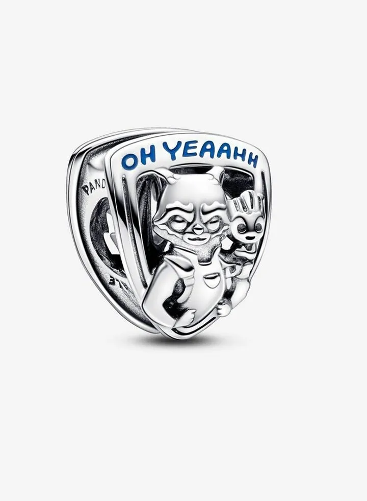 925 Sterling silver Marvel Guardians of the Galaxy Rocket Emblem Charm for Pandora Moments Women's Bracelet 792565C01