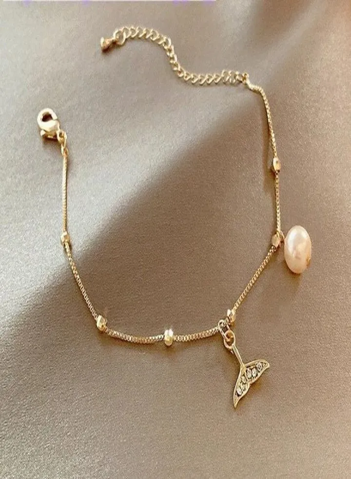 Gold Mermaid Tail Bracelet Pearl Bracelet Gold Bead Bracelet Birthday Gifts For Her Love Bracelets Mother's Day Gifts Bridesmaid Gifts