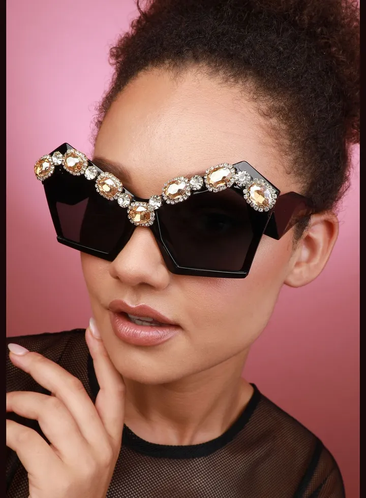 Trendy Designer Stone Western Wear Sunglass For Women
