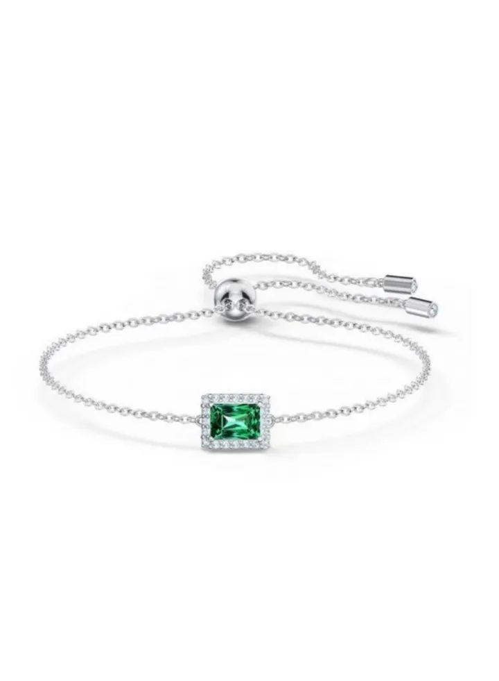 Green Crystal Rhodium Plated Bracelet