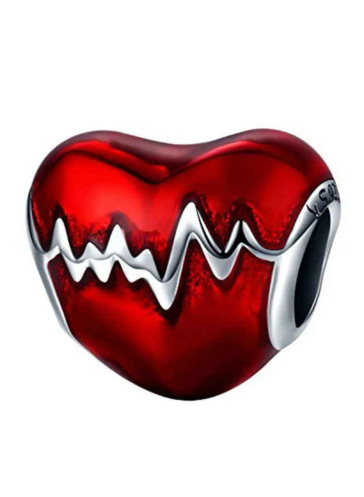 925 Sterling Silver Heartbeat Bracelet Charm