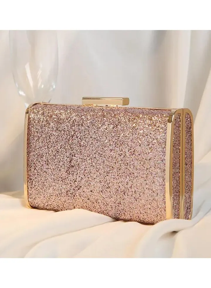 Women Evening Bag Golden Party Purse | Clutch Party Purse With Chain | Pink