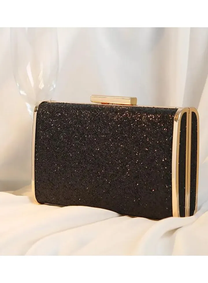Women Evening Bag Golden Party Purse | Clutch Party Purse With Chain | Black