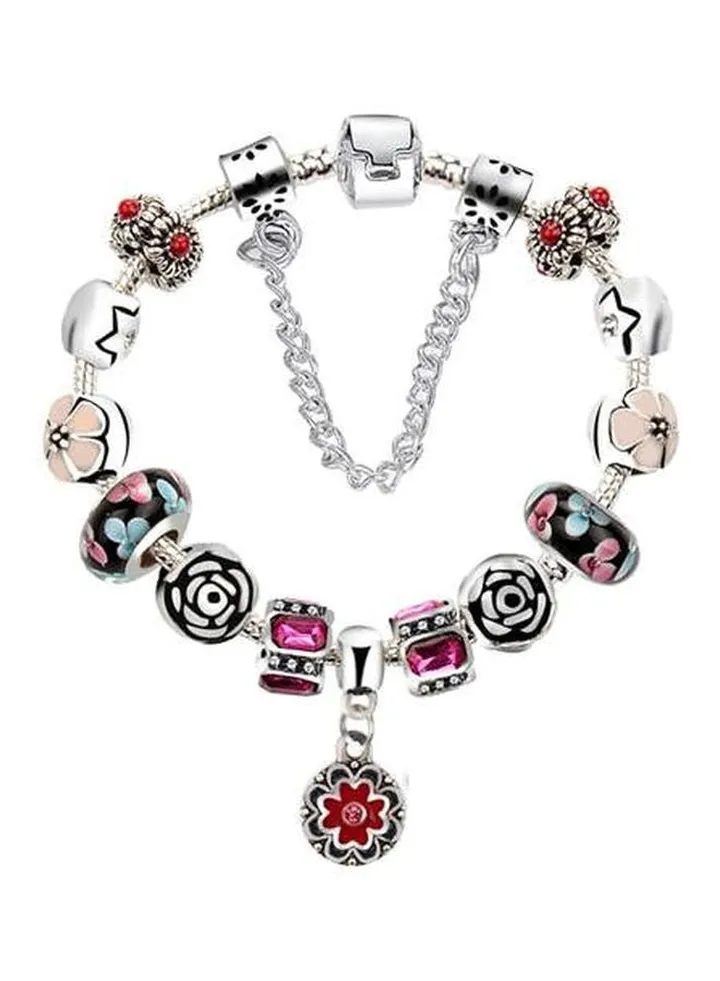 925 Sterling Silver Plated Charm Beads Bracelet