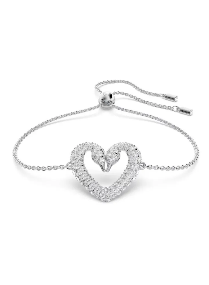 Women's Heart Bracelet Rhodium Plated Silver