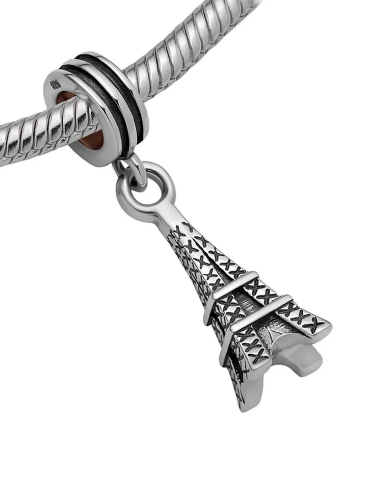 White Gold Dangling Eiffel Tower Charm