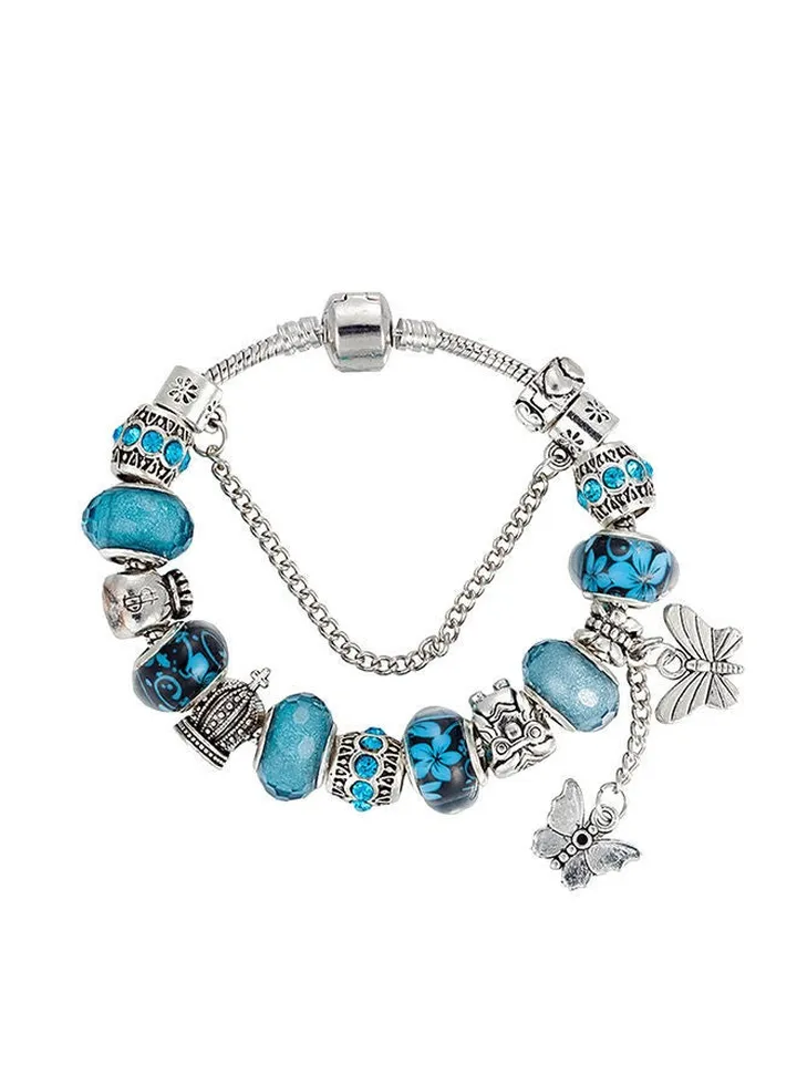 Beaded Silver Plating Charm Bracelet