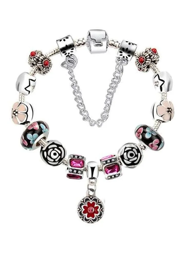925 Sterling Silver Plated Charm Beads Bracelet