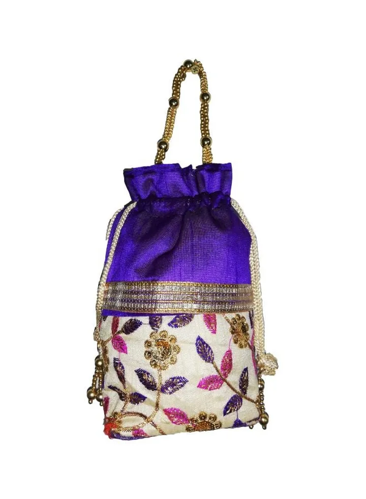 Embroidered Potli Purple/White/Pink