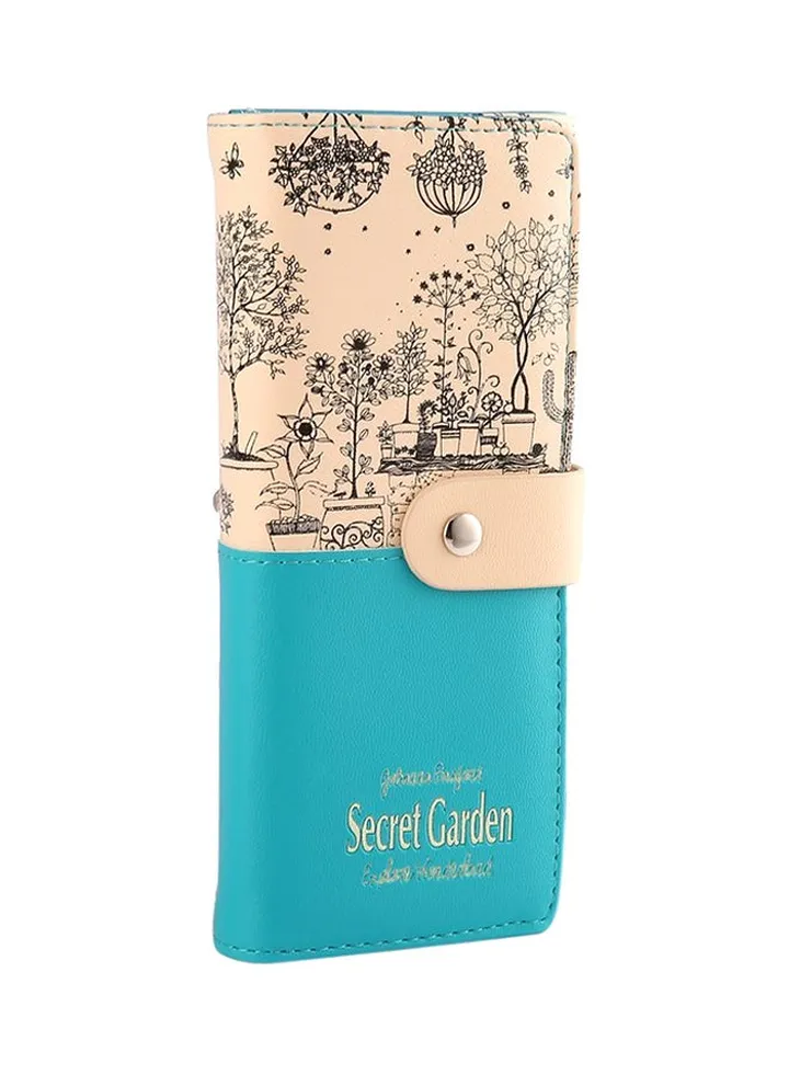 Multifunctional Leather Wallet Blue/Beige