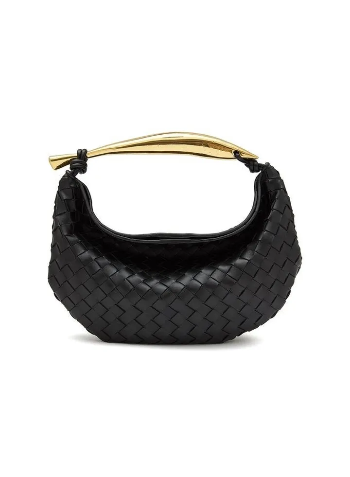 Woven Leather Hobe Dumpling Bag Dinner Handbag For Women Purse Hobo Bag Knotted Woven Handbag Summer Clutch Bag(Gold)