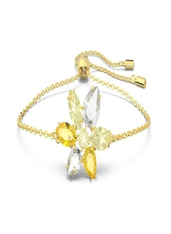 Gema Bracelet Mixed Cut Flower Yellow Gold Tone Plated