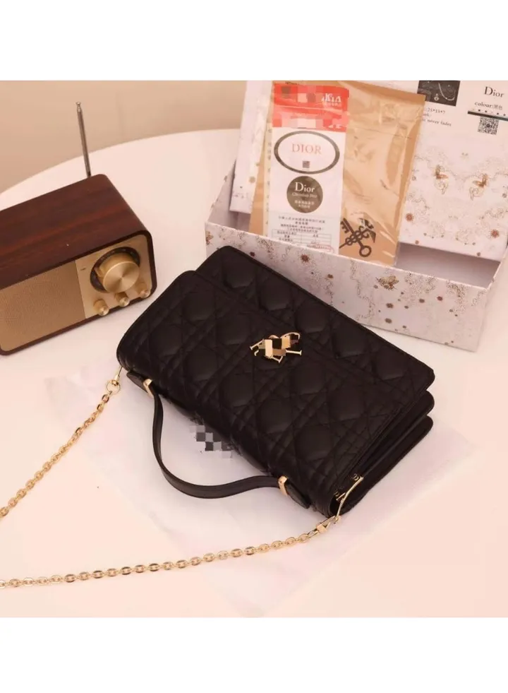 Top Quality Women's Saddle Pouch Black Jacquard Stirrup Metal Leather Crossbody Bag