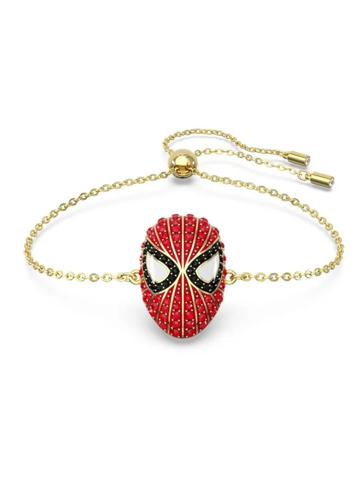 Marvel Spider-Man Red Crystal Bracelet Gold Tone Plated