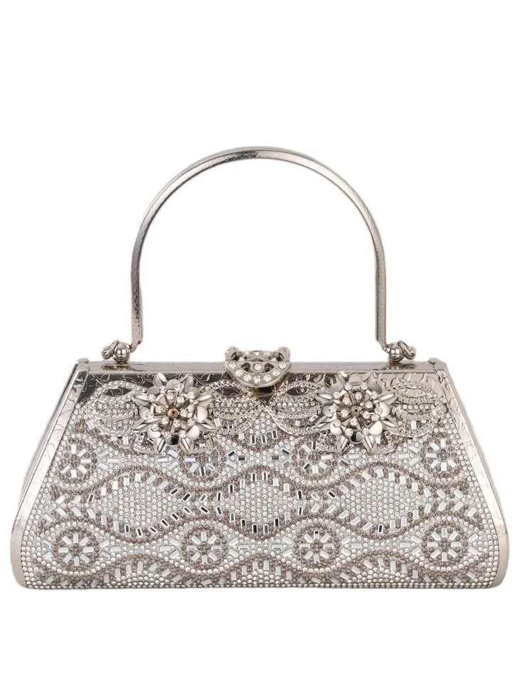 Party Rhinestone Clutch Bag Silver