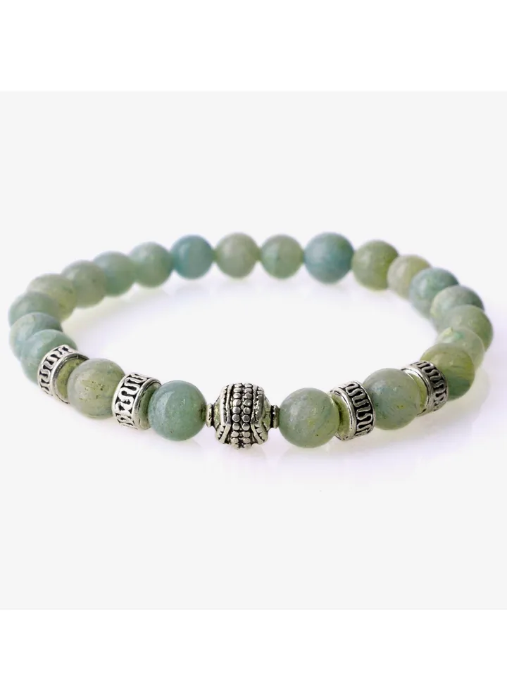 Natural Green Jade Stone bracelet 8mm With spacers.