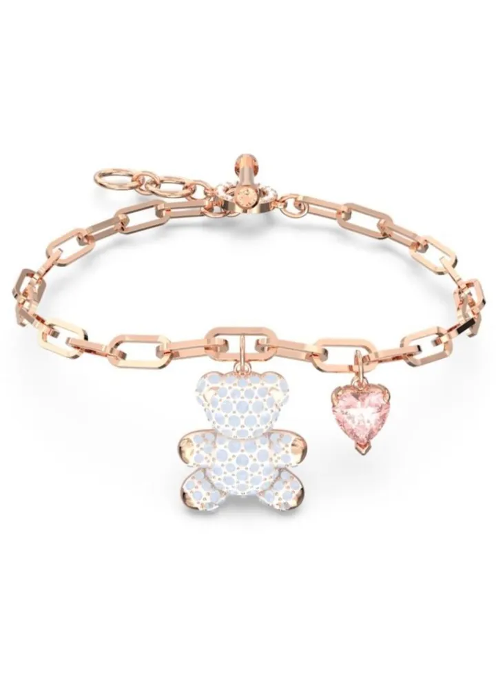 Swarovski Teddy White Bear Bracelet Rose Gold Tone Plated