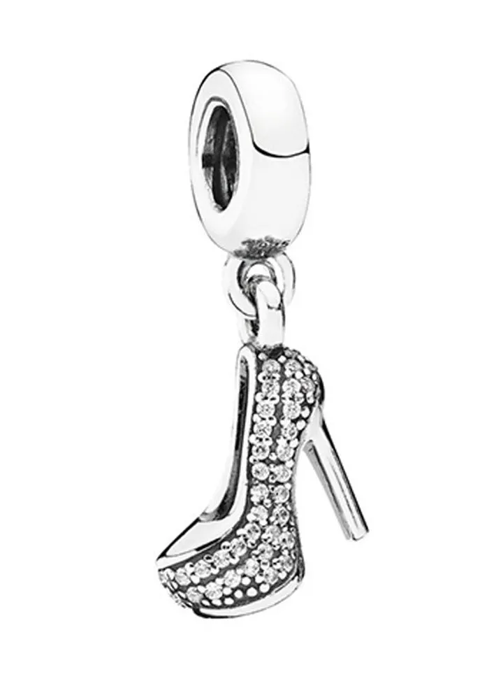 Sterling Silver Sparkling Stiletto Dangle Charm With Zircon