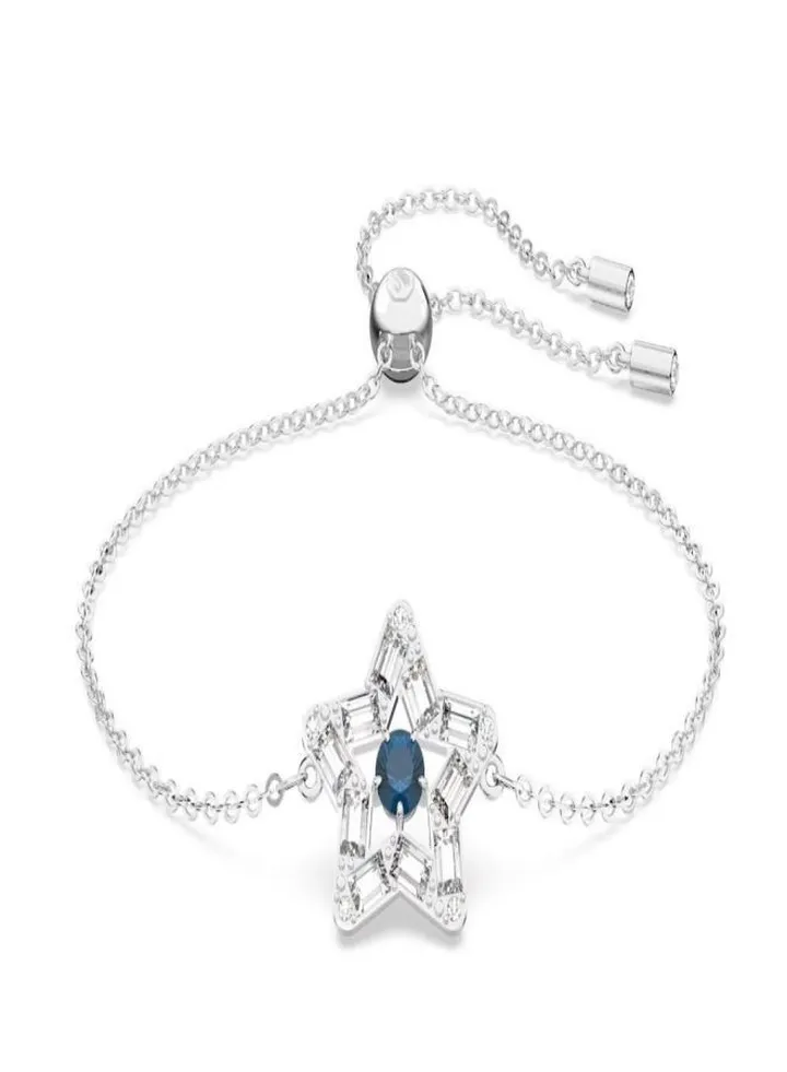 Swarovski Stella Bracelet Mixed Cut Star Blue Rhodium Plated