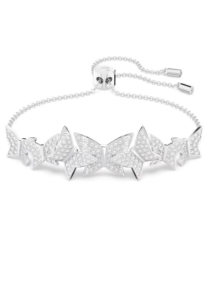 Swarovski Lilia White Crystal Butterfly Rhodium Plated Bracelet
