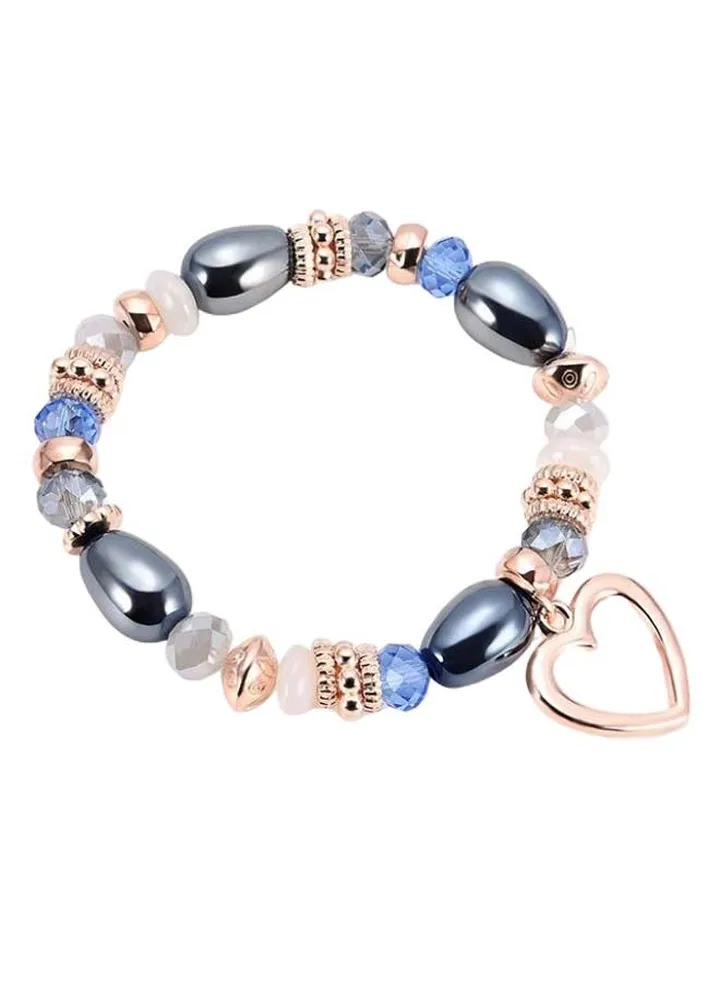7-Chakra Healing Balance Beaded Heart Charm Bracelet
