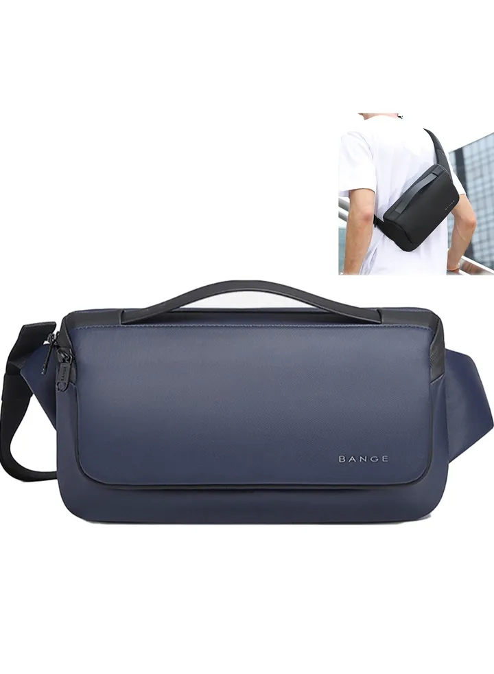 Water Resistant Polyester Slim Unisex Travel Crossbody Sling Bag Chest Pack(blue)